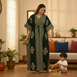 Green Diamond Arrow Batik, Hand Dyed Batik, 100% Cotton Kaftan - K207 - image 1
