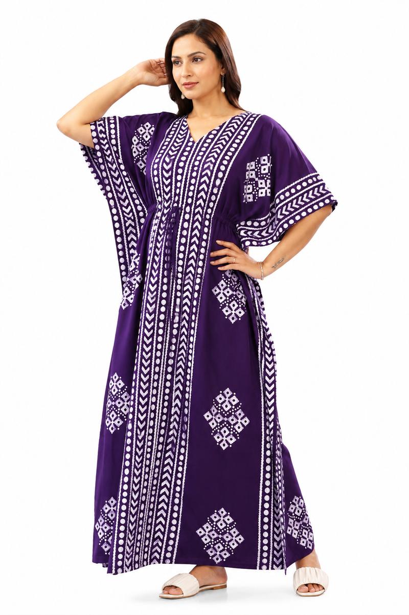 Purple Diamond Arrow Batik, Hand Dyed Batik, 100% Cotton Kaftan - K206 - image 2
