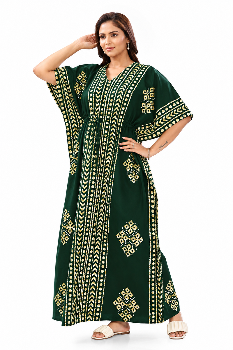 Green Diamond Arrow Batik, Hand Dyed Batik, 100% Cotton Kaftan - K207 - image 2