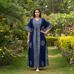 Blue Waves Design Batik, Hand Dyed Batik, 100% Cotton Kaftan - K192 - image 1