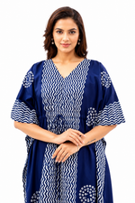 Blue Waves Design Batik, Hand Dyed Batik, 100% Cotton Kaftan - K192 - image 5