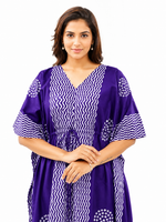 Purple Waves Design Batik, Hand Dyed Batik, 100% Cotton Kaftan - K196 - image 5