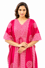 Pink Waves Design Batik, Hand Dyed Batik, 100% Cotton Kaftan - K194 - image 5