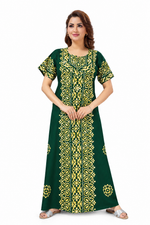 Green Paisley Design Batik, Hand Dyed Batik, 100% Cotton Night Gown - NG217 image 2