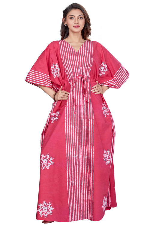 Stripe Pink, Hand Dyed Batik, 100% Cotton Kaftan - K013