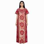 Red White Circles, Hand Dyed Batik, 100% Cotton Night Gown - NG025 image 3