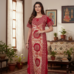 Red White Circles, Hand Dyed Batik, 100% Cotton Night Gown - NG025 image 1