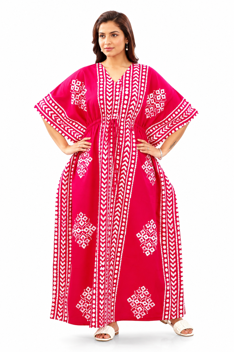 Pink Diamond Arrow Batik, Hand Dyed Batik, 100% Cotton Kaftan - K204