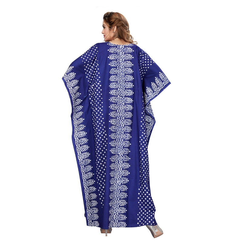 Blue Dotted, Hand Dyed Batik, 100% Cotton Kaftan - K001 - image 9