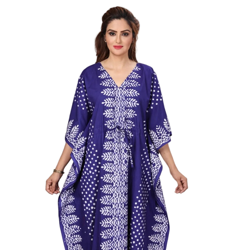 Blue Dotted, Hand Dyed Batik, 100% Cotton Kaftan - K001 - image 7