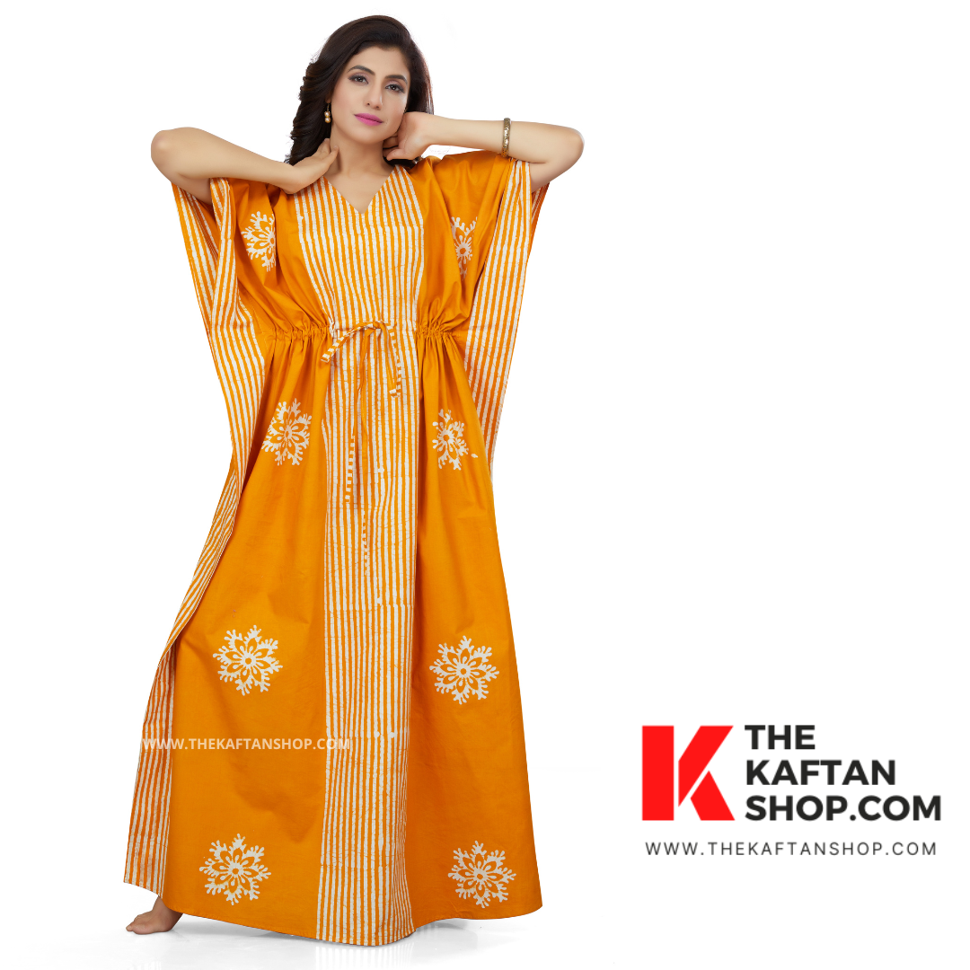 Yellow Stripe Batik Kaftan