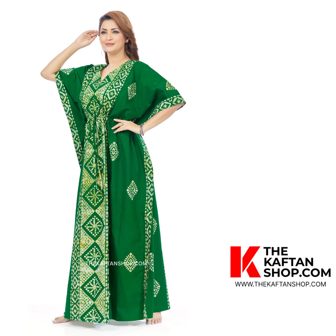 Green Diamond Design Hand Dyed Batik 100% Cotton Kaftan – TheKaftanShop.com