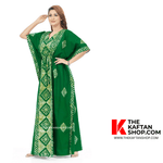 Green Diamond Design, Hand Dyed Batik, 100% Cotton Kaftan - K083 - image 3