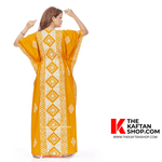 Yellow Diamond Design, Hand Dyed Batik, 100% Cotton Kaftan - K084 - image 4