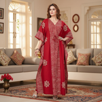 Stripe Red, Hand Dyed Batik, 100% Cotton Kaftan - K010 - image 1