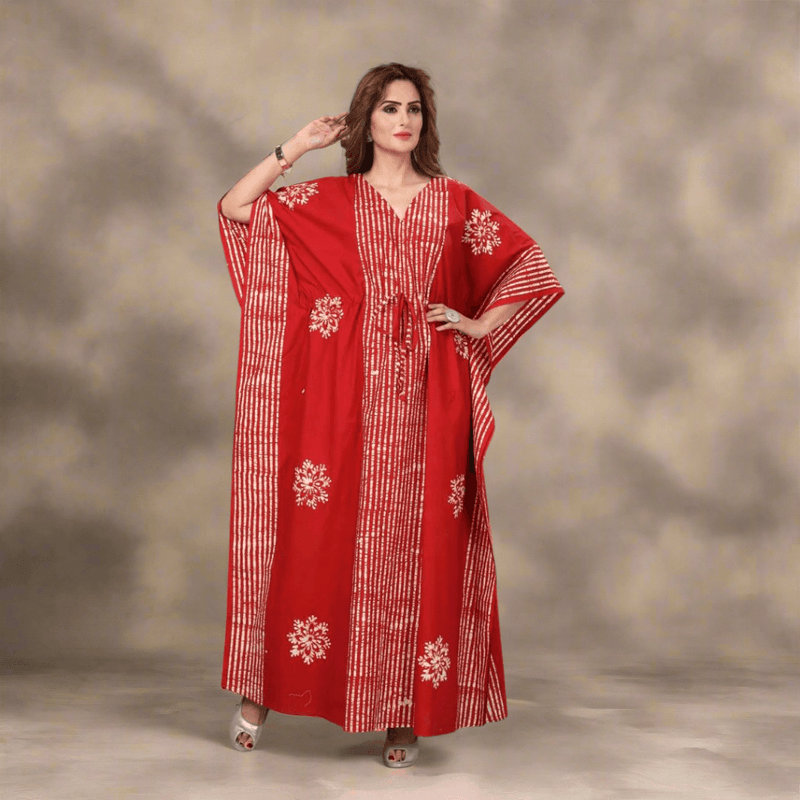 Stripe Red, Hand Dyed Batik, 100% Cotton Kaftan - K010 - image 6