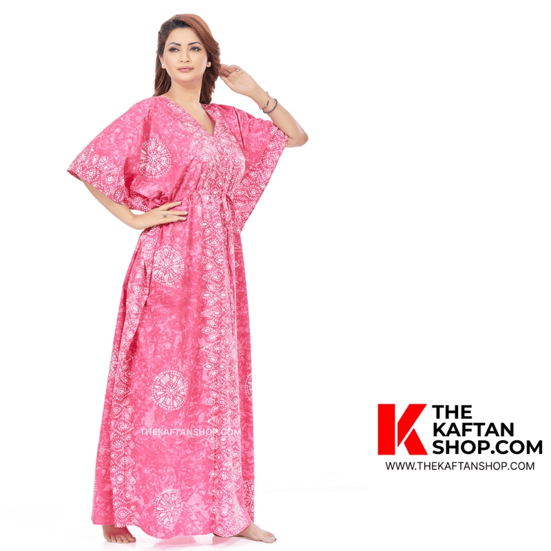 Pink Bandhani, Hand Dyed Batik, 100% Cotton Kaftan - K111 - image 5