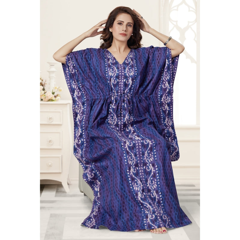 Blue Leaf Design, Hand Dyed Batik, 100% Cotton Kaftan - K142 - image 5
