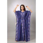 Blue Leaf Design, Hand Dyed Batik, 100% Cotton Kaftan - K142 - image 6