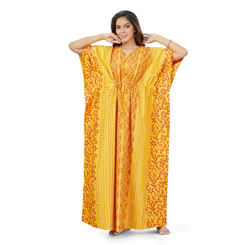 Yellow Zig Zag Batik, Hand Dyed Batik, 100% Cotton Kaftan - K162