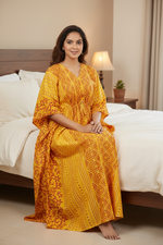 Yellow Zig Zag Batik, Hand Dyed Batik, 100% Cotton Kaftan - K162 - image 7
