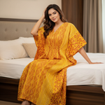 Yellow Zig Zag Batik, Hand Dyed Batik, 100% Cotton Kaftan - K162 - image 1