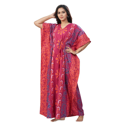 Pink Palm, Hand Dyed Batik, 100% Cotton Kaftan - K181