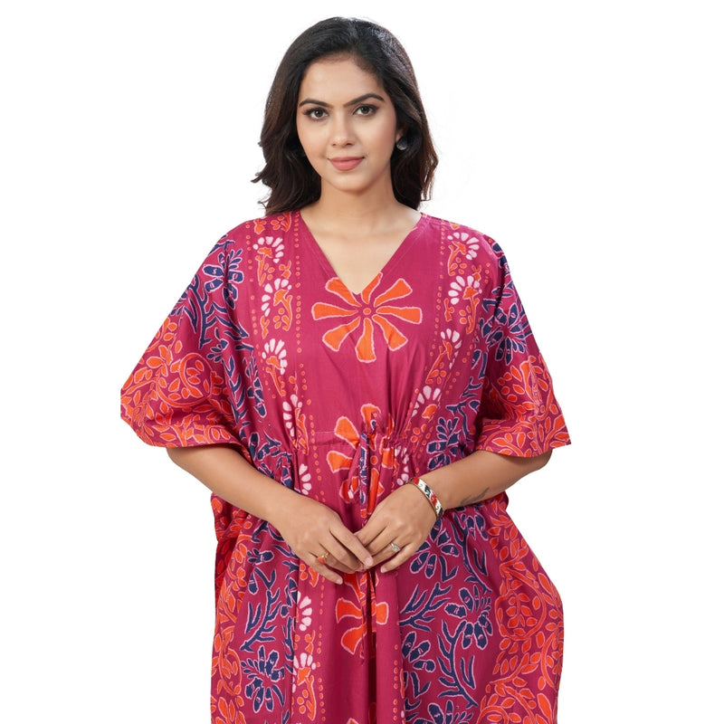 Pink Palm, Hand Dyed Batik, 100% Cotton Kaftan - K181 - image 7