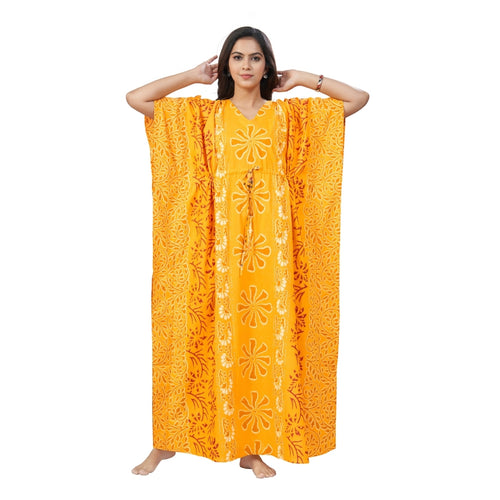 Yellow Palm, Hand Dyed Batik, 100% Cotton Kaftan - K184