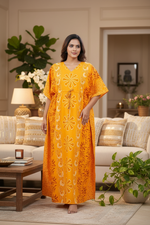 Yellow Palm, Hand Dyed Batik, 100% Cotton Kaftan - K184 - image 1