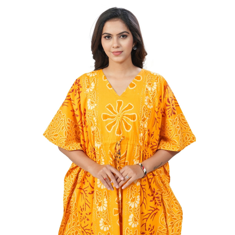 Yellow Palm, Hand Dyed Batik, 100% Cotton Kaftan - K184 - image 5
