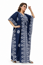 Navy Blue Motif Design Batik, Hand Dyed Batik, 100% Cotton Kaftan - K231 - image 3