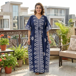 Navy Blue Motif Design Batik, Hand Dyed Batik, 100% Cotton Kaftan - K231 - image 1