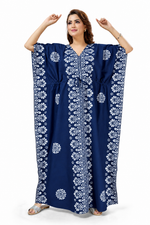 Navy Blue Motif Design Batik, Hand Dyed Batik, 100% Cotton Kaftan - K231 - image 2