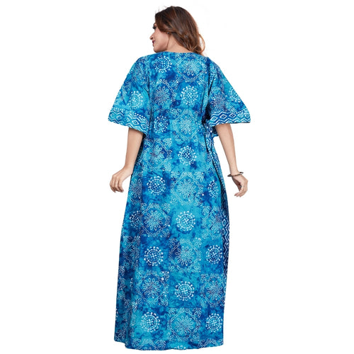 Blue Block Design, Hand Dyed Batik Tie-up, 100% Cotton Kaftan - K062