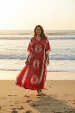 Pink Round Tie-Dye, Hand Dyed Batik, 100% Cotton Kaftan - K090 - image 2