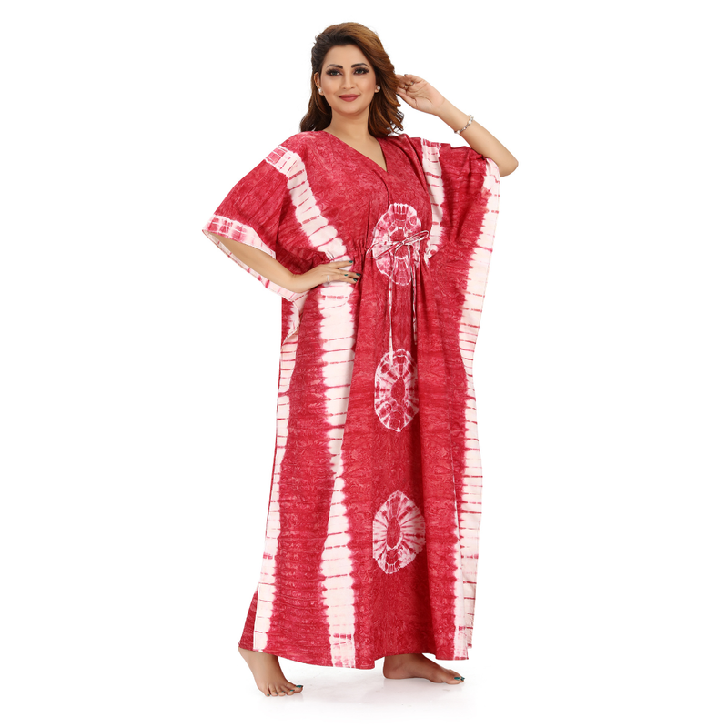 Pink Round Tie-Dye, Hand Dyed Batik, 100% Cotton Kaftan - K090 - image 4