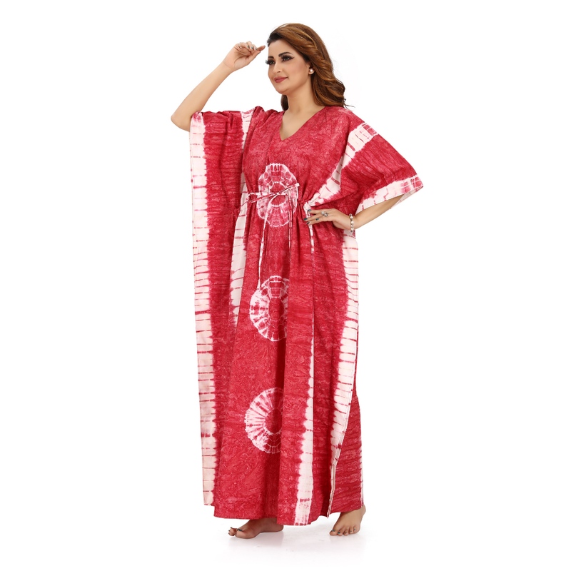 Pink Round Tie-Dye, Hand Dyed Batik, 100% Cotton Kaftan - K090 - image 5