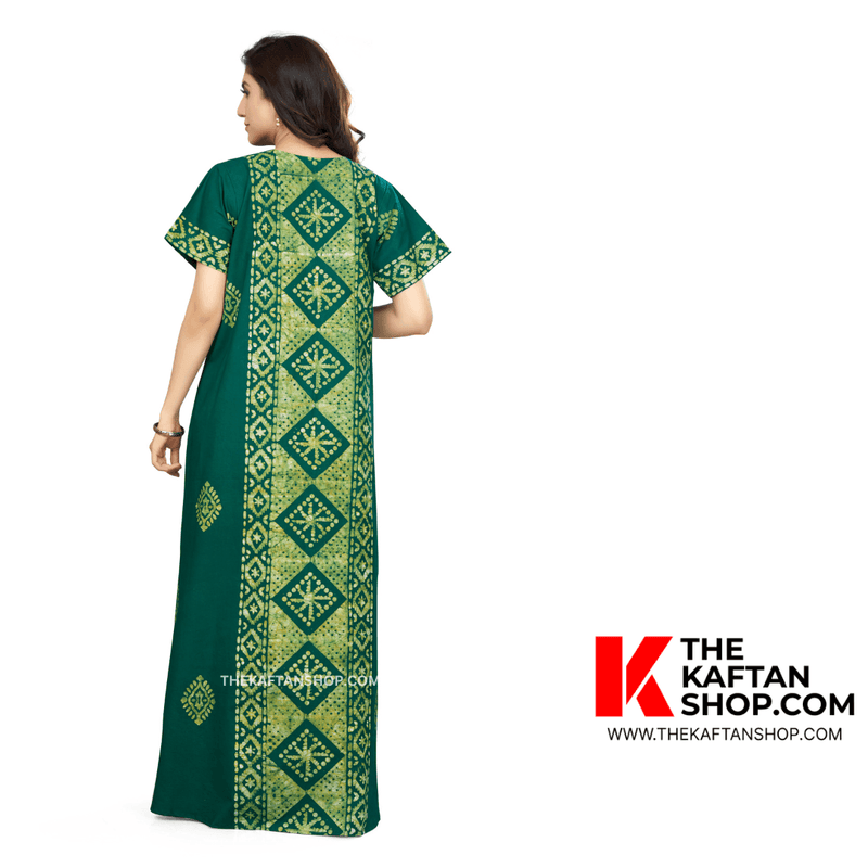 Green Diamond Design, Hand Dyed Batik, 100% Cotton Night Gown - NG083 image 3