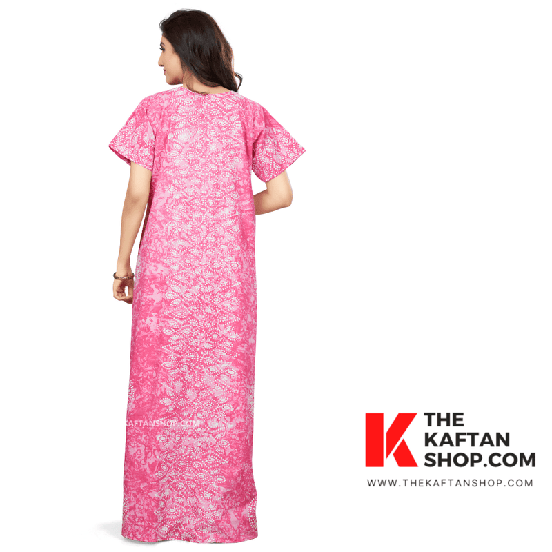 Pink Bandhani, Hand Dyed Batik, 100% Cotton Night Gown - NG111 image 3