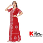 Red Triangle Border Design, Hand Dyed Batik, 100% Cotton Night Gown - NG122 image 3