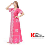 Pink Triangle Border Design, Hand Dyed Batik, 100% Cotton Night Gown - NG123 image 2