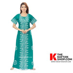 Green Triangle Border Design, Hand Dyed Batik, 100% Cotton Night Gown - NG124 image 1