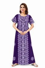 Purple Paisley Design Batik, Hand Dyed Batik, 100% Cotton Night Gown - NG216 image 2