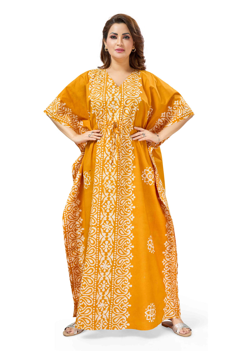 Yellow Paisley Design Batik, Hand Dyed Batik, 100% Cotton Kaftan - K215 - image 4