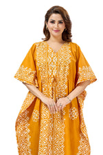 Yellow Paisley Design Batik, Hand Dyed Batik, 100% Cotton Kaftan - K215 - image 3