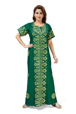 Green Motif Design Batik, Hand Dyed Batik, 100% Cotton Night Gown - NG237 image 1