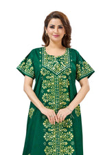 Green Motif Design Batik, Hand Dyed Batik, 100% Cotton Night Gown - NG237 image 5