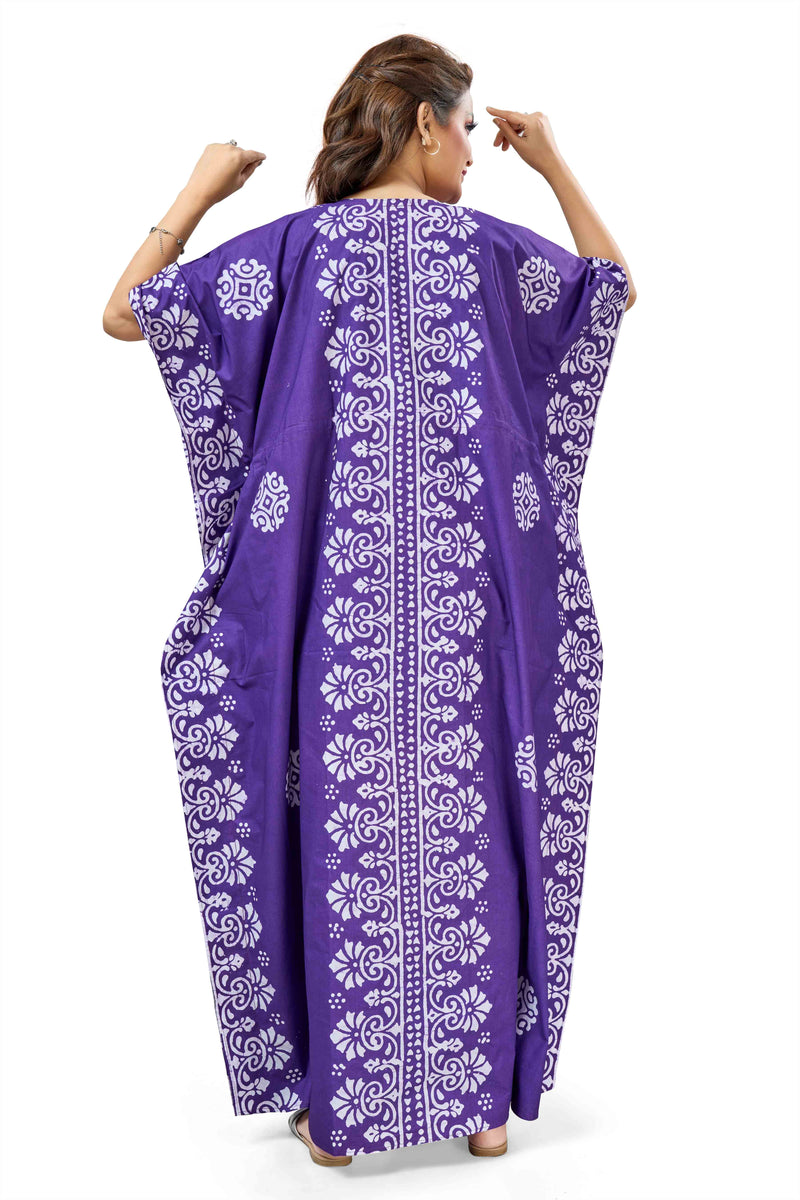Purple Motif Design Batik, Hand Dyed Batik, 100% Cotton Kaftan - K236 - image 5