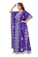 Purple Motif Design Batik, Hand Dyed Batik, 100% Cotton Kaftan - K236 - image 2